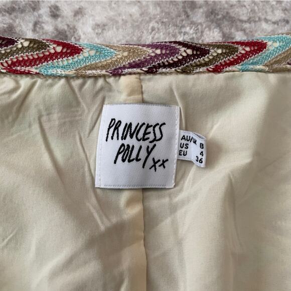 Princess Polly Bell Sleeve Knit Collared Retro Romper Size 4 - Picture 12 of 14